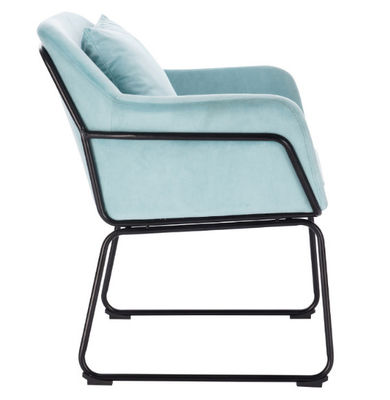 Tufted Gray Foam Chair with Wooden Armrests