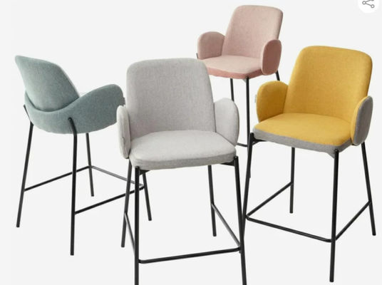 Metal Legs Fabric Bar Stool For Modern And Comfortable Bar Furniture