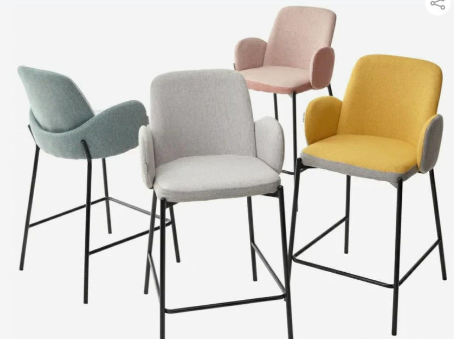 Metal Legs Fabric Bar Stool For Modern And Comfortable Bar Furniture